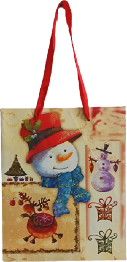 YILBAŞI KARTON ÇANTA SİMLİ KARDAN ADAM 18CM X 23CM