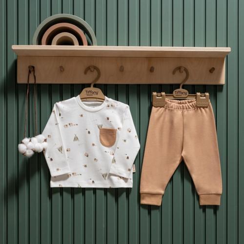Baby Happy Lambs Organik Theme 2'li Takım 33012 Ekru