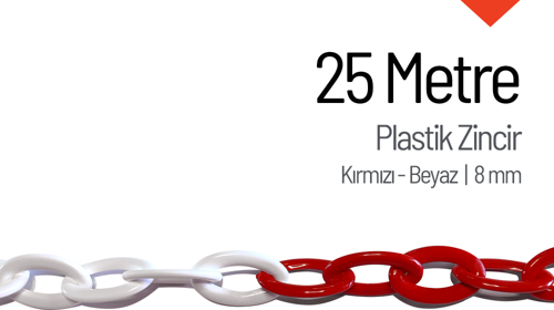 Plastik Zincir 8mm Kırmızı-Beyaz 25 m
