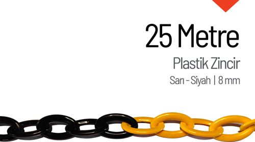 Plastik Zincir 8mm Sarı-Siyah 25 m
