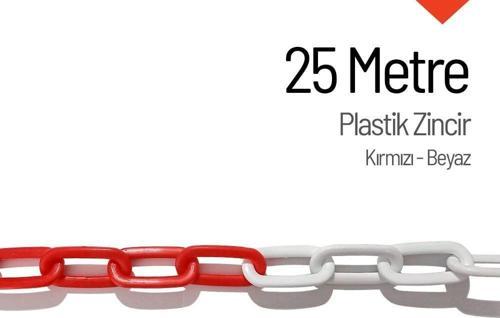 Plastik Zincir Kırmızı-Beyaz 25 m