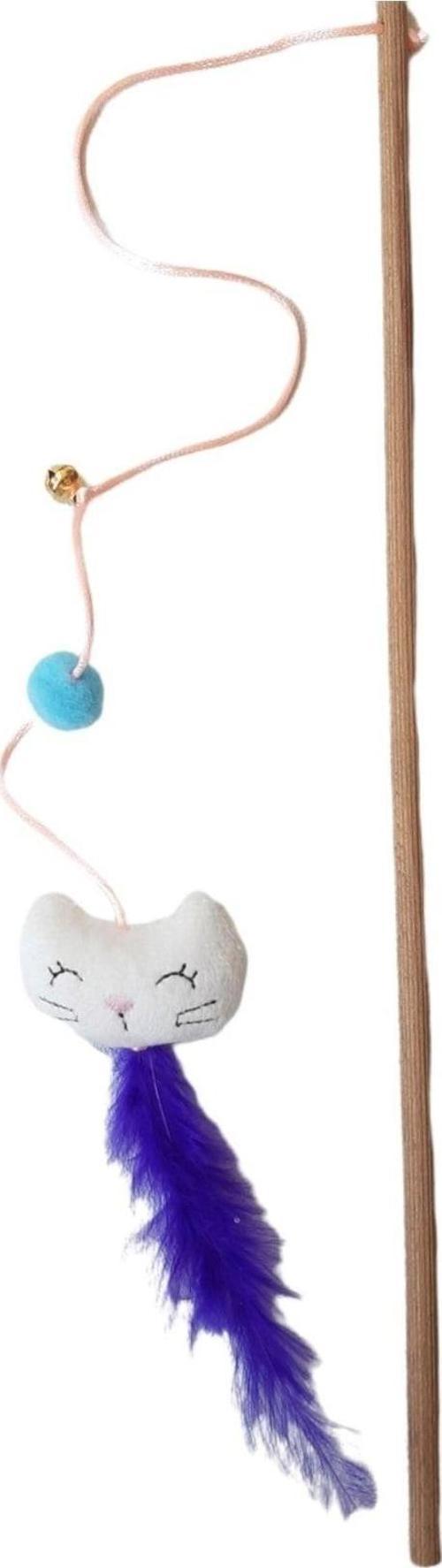 Sesli Kedi Oltası Peluş Oyuncak Uyuyan Kedi Figürlü - Beyaz