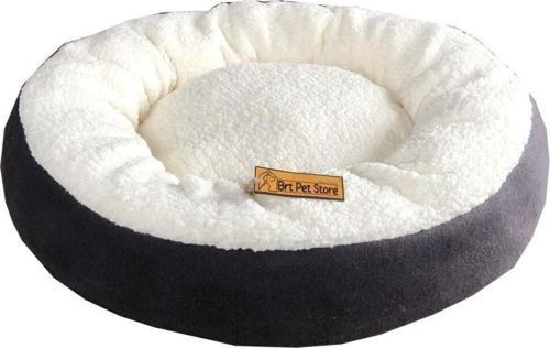 Peluş Simit 55 cm Küçük Irk Köpek ve Kedi Yatağı - Gri