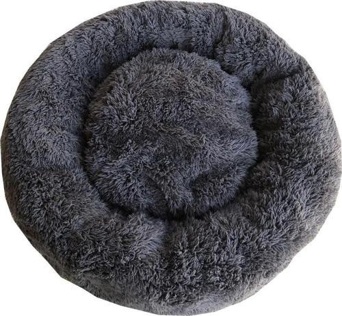 Peluş Simit Kedi Yatağı, Küçük Irk Köpek Yatağı, 55 Cm Çap