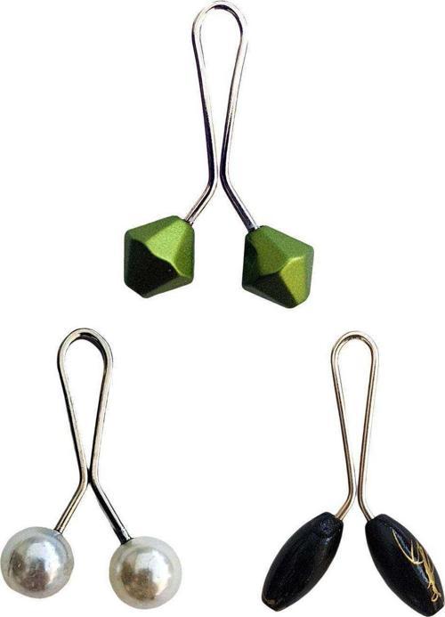 3 Adet Tesettür Eşarp ve Şal Klipsi İnci Beyaz Siyah Yeşil