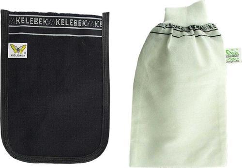 2 Adet Kalın Siyah ve Beyaz Hamam Kesesi 25x17 Cm