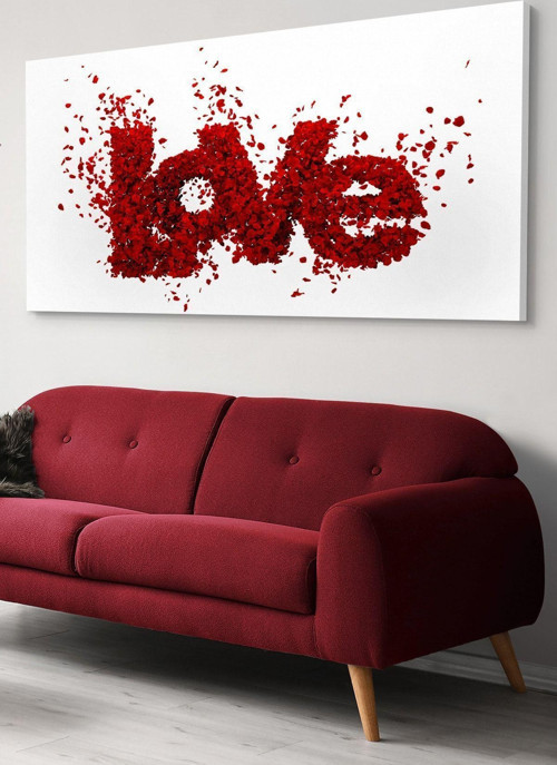 Love Kırmızı Tek Parça Kanvas Canvas Tablo