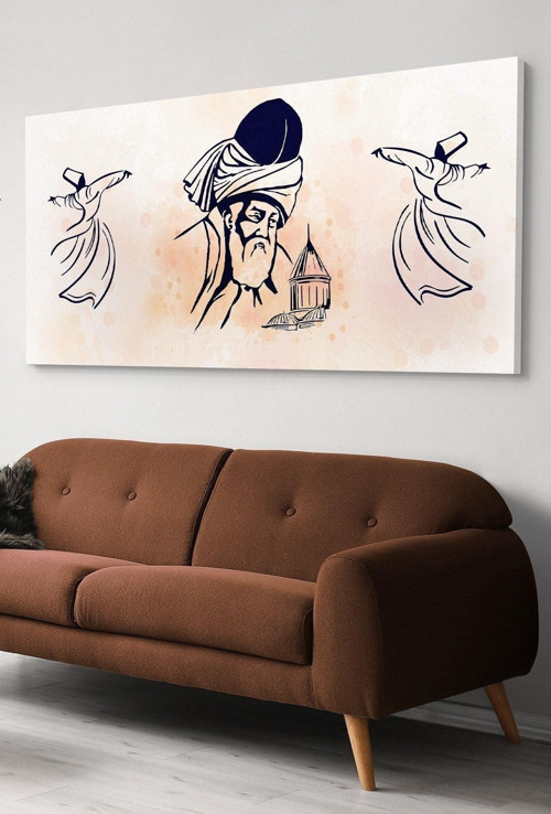 Mevlana Semazen Tek Parça Kanvas - Canvas Tablo