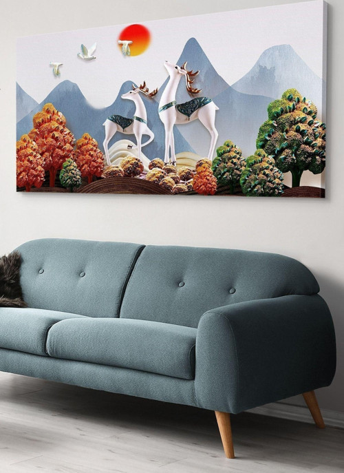 Göğe Bakan Geyikler Kanvas-Canvas Tablo