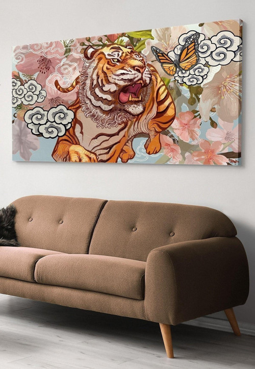 Kaplan Kelebek Tek Parça Kanvas - Canvas Tablo