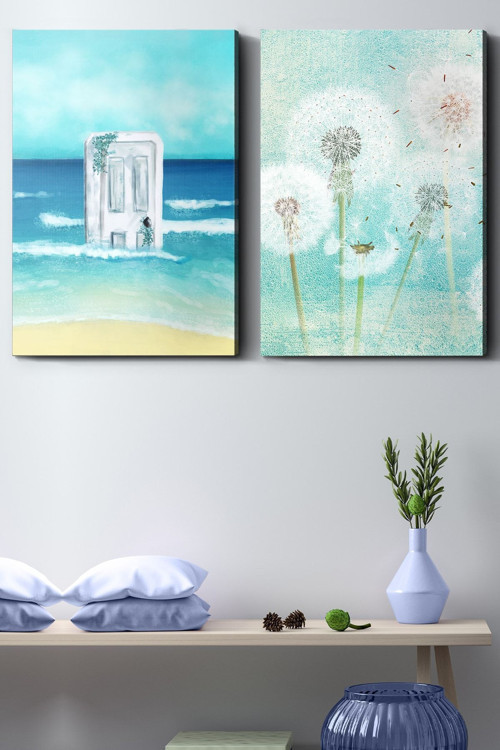 45X65 Cm Deniz Üzerinde Kapı 2 Parça Kanvas - Canvas Tablo