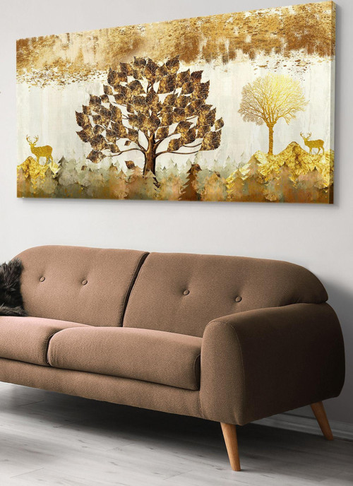 Altın Doğanın Sükuneti Tek Parça Kanvas - Canvas Tablo