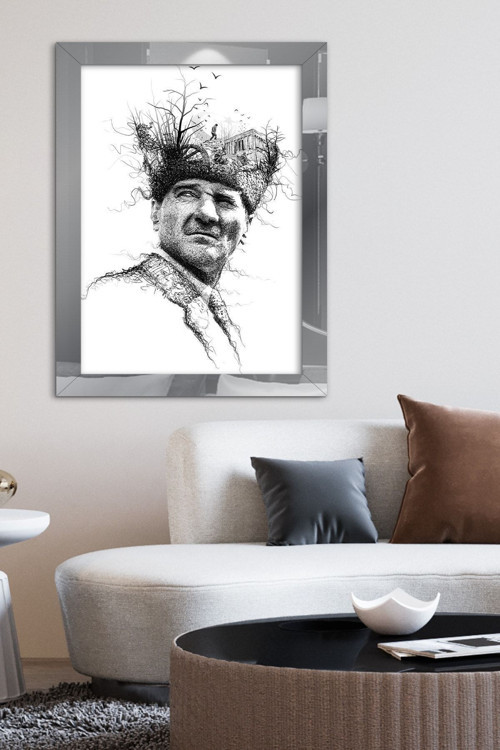 Mustafa Kemal Atatürk Gümüş Tek Parça Pleksi Tablo