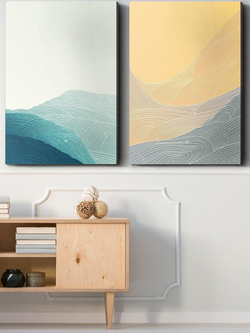 45X65 Cm Soyut Sanat 2 Parça Kanvas - Canvas Tablo