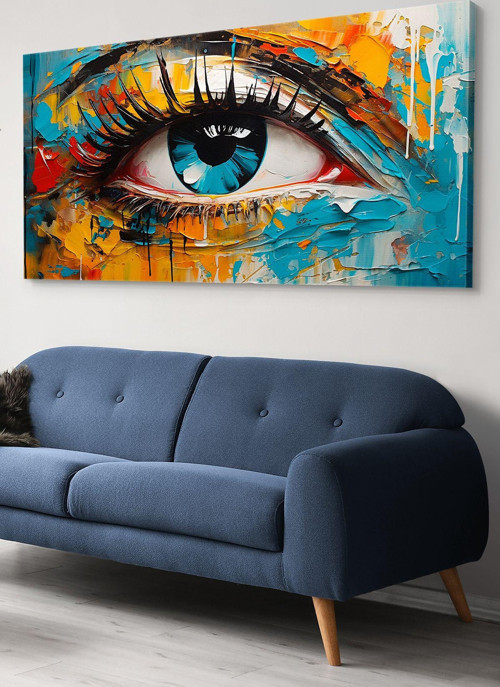 Renkli Soyut Göz Tek Parça Kanvas - Canvas Tablo
