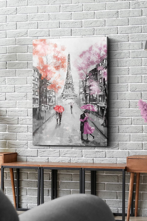 45X65 Cm Eyfel Kulesi Aşk Kanvas - Canvas Tablo