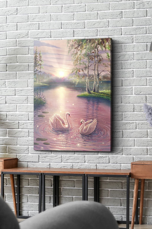 45X65 Cm Kuğu Gölü Kanvas - Canvas Tablo