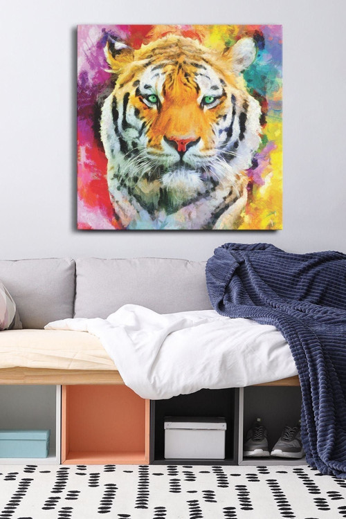 Kaplan Tek Parça Kare 65X65 Cm Kanvas - Canvas Tablo