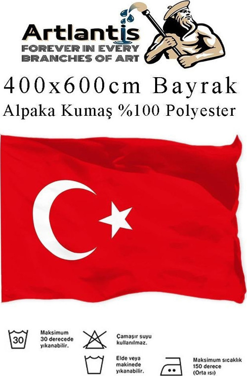 Bayrak 400x600 cm Türk Bayrağı Kumaş 1 Adet Alpaka Kumaş Bez Bayrak Kaliteli Türk Bayrağı Kırmızı Beyaz Bayrak