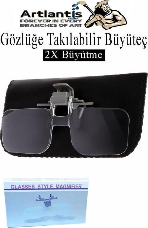 Gözlük Tipi Büyüteç 1 Adet 2X Büyütme Gözlük Üzeri Takılabilir Tak Çıkar Klipsli Büyüteç Optik Lens