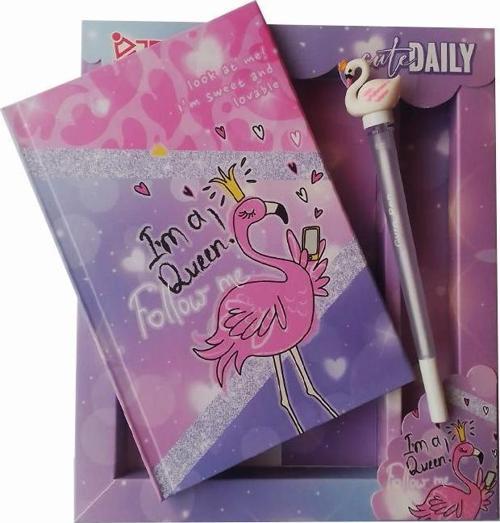 Hatıra Defteri Kilitli Kız Modeli Günlük Defteri Flamingo Hediye Kutulu 80 Yaprak Çizgili 1 Adet I'm A Queen