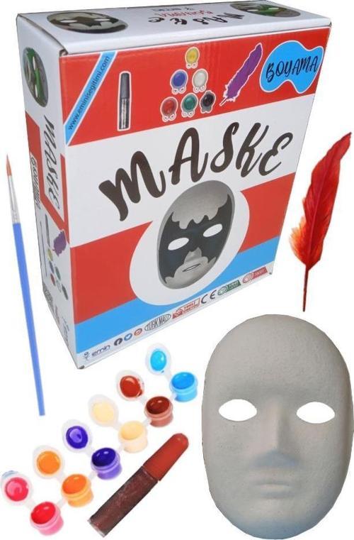 Karton Maske Boyama Seti 1 Paket İpek Fırçalı Akrilik Boyalı Boyanabilir Maske Okul Sınıf Etkinlik
