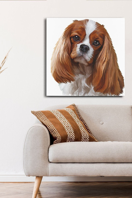 Köpek Portre Tek Parça Kare 65X65 Cm Kanvas - Canvas Tablo
