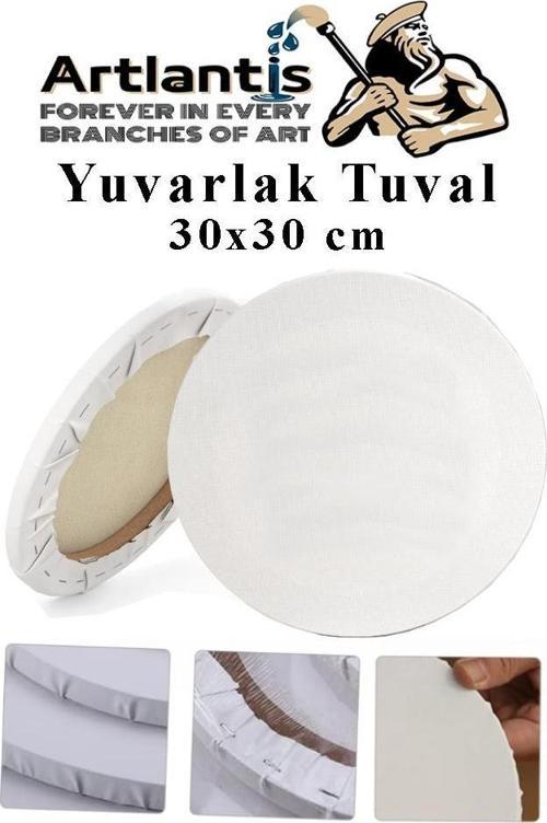 Yuvarlak Tuval 30x30 cm 1 Adet Arkadan Zımbalı Astarlı Resim Tuvali Akrilik Boya Yağlı Boya
