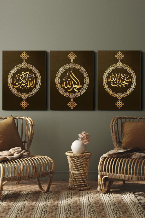 Islami 3 Parça Kanvas - Canvas Tablo