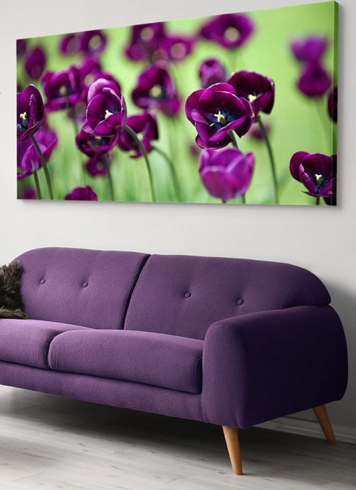 Mor Çiçek Tek Parça Kanvas Canvas Tablo