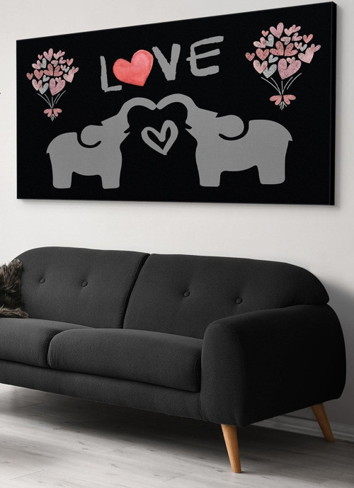 Love Aşk Temalı Fil Tek Parça Kanvas Canvas Tablo