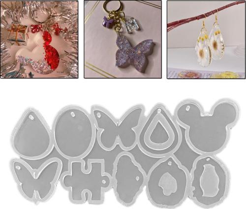 Epoksi Kalıbı Çoklu Figürler Damla Kelebek Mickey Mouse Kolye Ve Anahtarlık Kalıbı 10 Lu