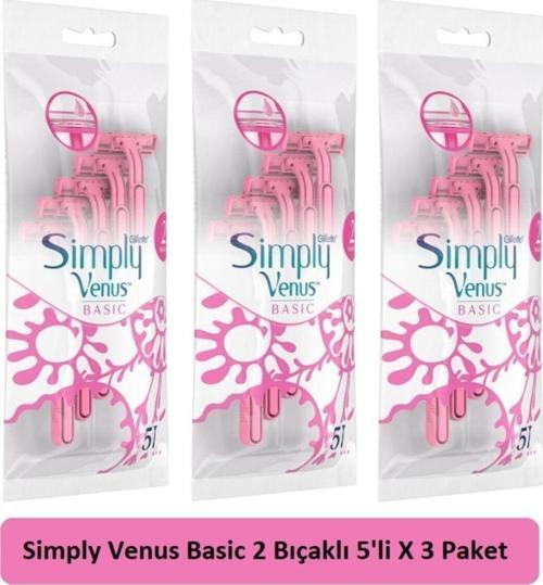 Simply Basic 2 Kadın Tıraş Bıçağı 5'li X 3 Paket