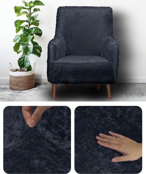 Kadife Tekli Koltuk Örtüsü Lastikli Kanepe Örtüsü | Lastikli Koltuk Örtüsü | Koltuk Kılıfı