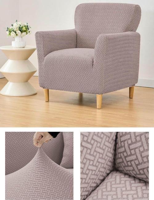 Tuğla Desen Jakarlı Tekli Koltuk Örtüsü Berjer Koltuk Kılıfı