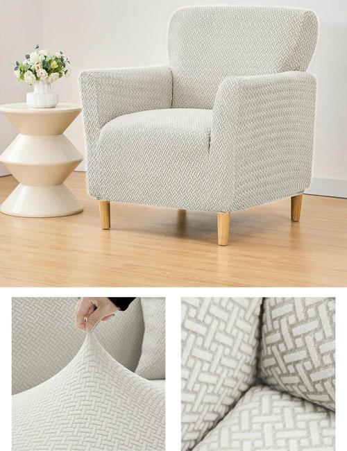 Tuğla Desen Jakarlı Tekli Koltuk Örtüsü Berjer Koltuk Kılıfı