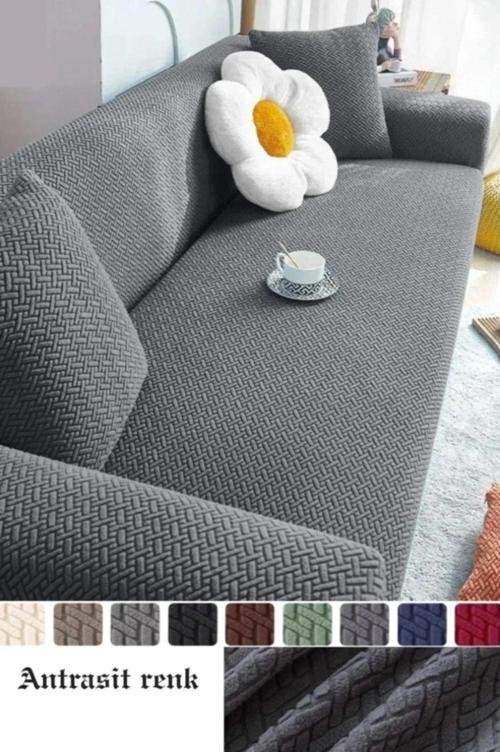 Tuğla Desen Koltuk Örtüsü Lastikli Kayma Yapmayan 3 Kişilik Çekyat Kanepe Kılıfı 1 Adet