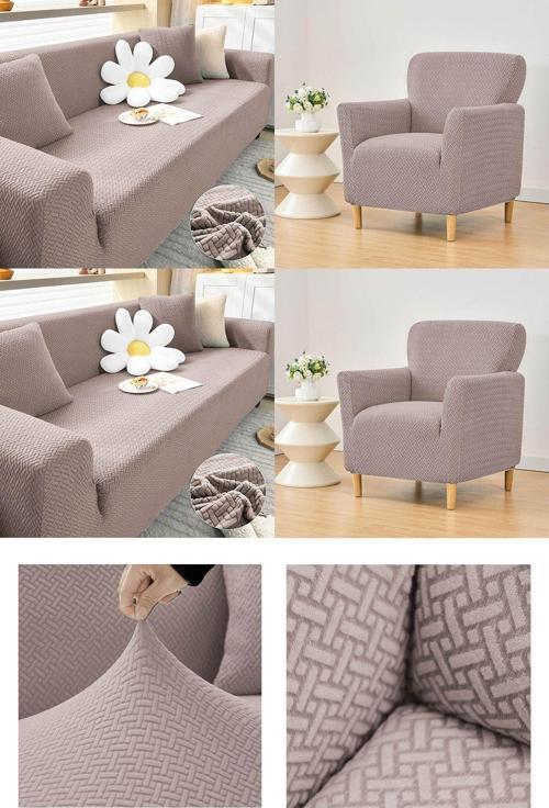 Tuğla Desen Streç Lastikli Koltuk Örtüsü Takımı 3 3 1 1 Esnek Kanepe Çekyat Kılıfı