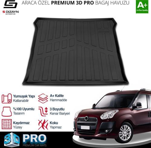S-Dizayn Fiat Doblo Geniş Aile 3D Pro Bagaj Havuzu 2010-2022 A+ Kalite