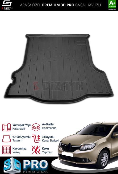 S-Dizayn Renault Symbol 3D Pro Bagaj Havuzu 2013 Üzeri A+ Kalite