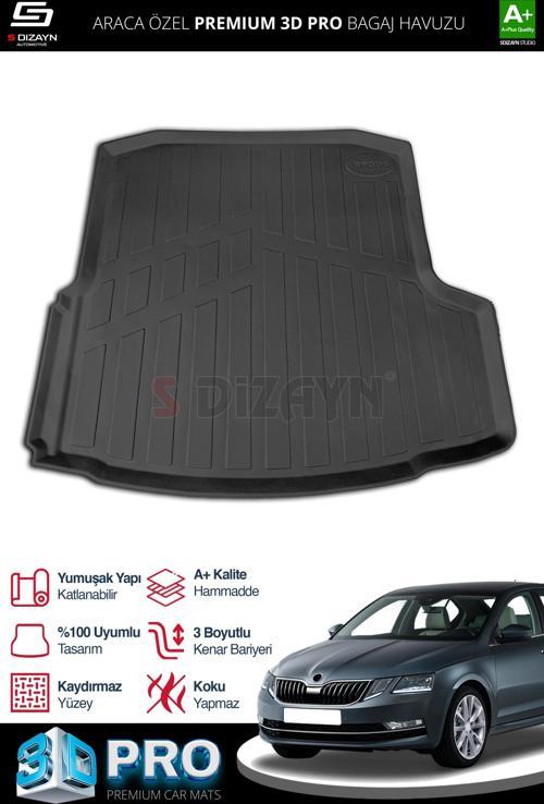 S-Dizayn Skoda Octavia 3D Pro Bagaj Havuzu 2013-2020 A+ Kalite