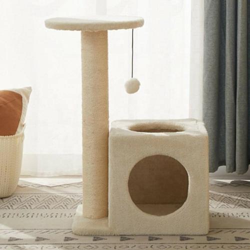 Pet Dekoratif Kedi Tırmalama Ve Oyun Evi Krem