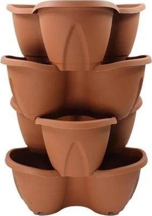 SO-PKS3 Pmukkale Dekoratif Saksı Çilek Saksı 4'lü Set 12.5 Litre Kiremit No 3