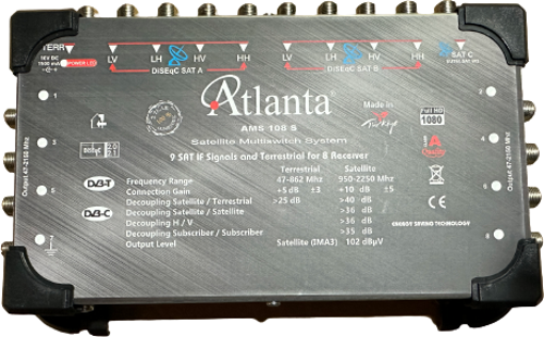 10/8 10x8 Santral Merkezi Sistem Multiswitch ( Sonlu  ) + Adaptör