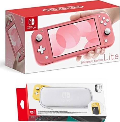 Switch Lite Konsol Pembe - Taşıma Çantası - Ekran Koruyucu Set