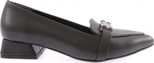 Kadın Sivri Burun Silver Taşlı Topuklu Loafer Siyah 1252328