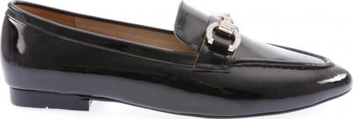 Kadın Üzeri Taşlı Tokalı Loafer Siyah Kırışık Rugan 25721085