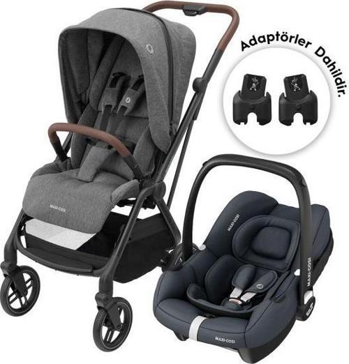 Leona2-Cabriofix I-Size Tek Elle Katlanabilen Ultra Kompakt Çift Yönlü Seyahat Sistem Bebek Arabası Grey-Graph