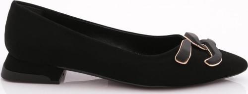 Kadın Sivri Burun Metal Tokalı Babet Siyah Velvet 37172534