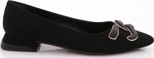 Kadın Sivri Burun Metal Tokalı Babet Siyah Velvet 37172534